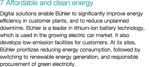 7 Affordable and clean energy Digital solutions enable B hler to significantly improve energy efficiency in customer ...