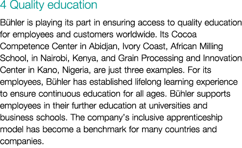 4 Quality education B hler is playing its part in ensuring access to quality education for employees and customers wo...